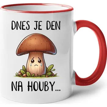 Hrnek Den na houby, Barva Červená, Velikost 330 ml, Canvas Keramický hrnek s barevným uchem Bezvatriko.cz 2531