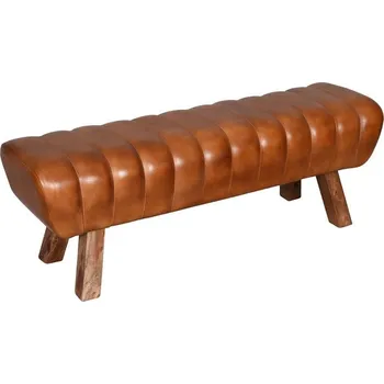 Hnědá kožená lavice v podobě gymnastické Cognac - 128*38*47 cm