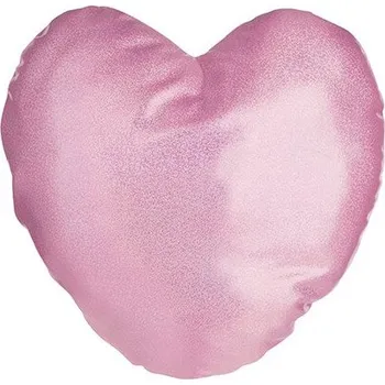 Dekorativní polštářek Povlak na polštář třpytivý 40 x 40 cm srdce - růžový sublimace termotransfer