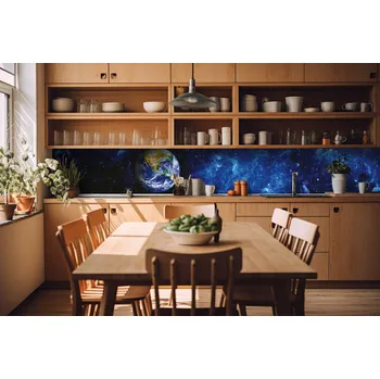 Tapeta DIMEX | Fototapeta do kuchyně Zeměkoule KI-420-230 | 420 x 60 cm | modrá, zelená, bílá + Samolepicí fototapeta za kuchyňskou linku DIMEX Zeměkoule v šíři 420 cm