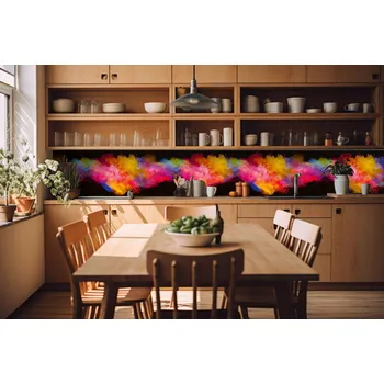 Fototapeta DIMEX | Fototapeta do kuchyně Exploze barevného prášku KI-420-288 | 420 x 60 cm | vícebarevná, černá + Samolepicí fototapeta za kuchyňskou linku DIMEX Exploze barevného prášku v šíři 420 cm