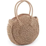 Háčkovaná kabelka rafie se zipem 33x37 cm - 2 režná přírodní