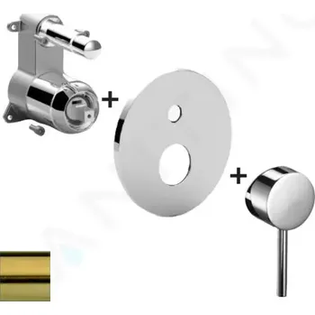 Vodovodní baterie Paffoni Light Baterie pod omítku pro 2 spotřebiče, kartáčovaná zlatá, LIGBOX015HGSP/M
