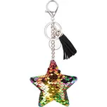 Přívěsek na klíče s flitry - hvězda duhová sublimace termotransfer