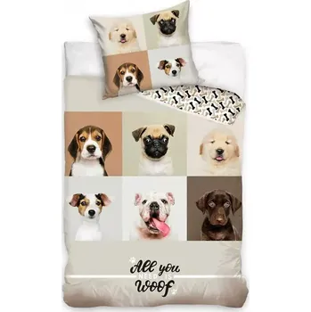 Povlečení TipTrade Psí přátelé 140 x 200, 70 x 90 cm zipový uzávěr