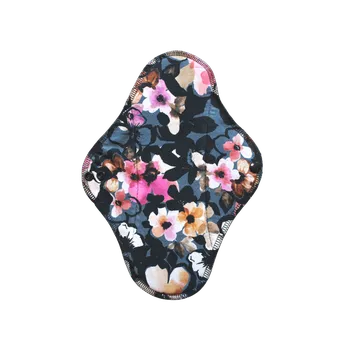 Drogerie Breberky Noční vložka (Bambusové froté s PUL) - Květy v černé (bavlněný úplet)