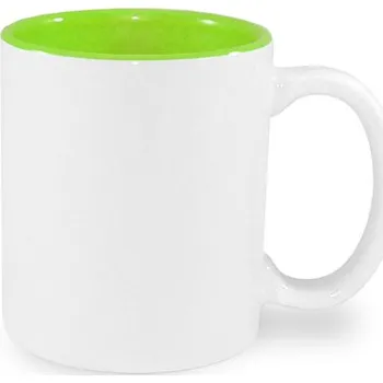 Bílý hrnek 330 ml JS Coating s barevným vnitřkem - světle zelený sublimace termotransfer