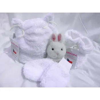 Kojenecká čepice AMÁLKA Chlupatá, kojenecká souprava, bílá Velikost: 74-80