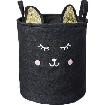 Dětsný nábytek Flamenco Mystique Organizér na hračky a prádlo, černá kočka, bavlněné plátno, 30x30 cm