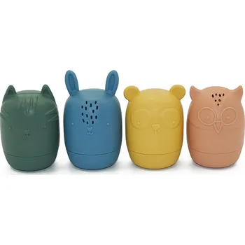 Hračka pro nejmenší Petite&Mars Hračky silikonové do vany AMIGOS 6m+ 4 ks