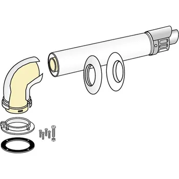 Kouřovod Sada komínu Centrometal přes zeď koaxiální pr. 60/100 mm, délka 0,75 m