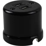 Elhard KN2032B Keramik nástěnná zásuvka 2xUSB - kulatá, černá