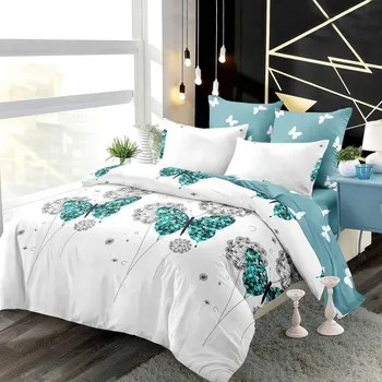 Povlečení 7 dílná sada povlečení MOTÝLI zelená