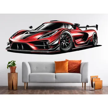 Samolepící dekorace Červený supersport samolepka na zeď arch 47 x 17 cm