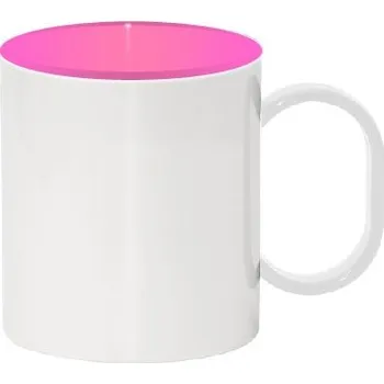 Plastový hrnek 330 ml bílý s barevným vnitřkem - růžový sublimace termotransfer