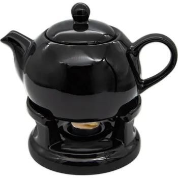 Konvice na čaj BELLA FIORE Konvice porcelán 1000ml s ohřívačem BLACK