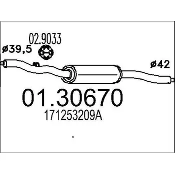 Tlumič výfuku Střední tlumič výfuku MTS 01.30670