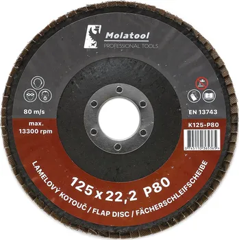 Brusný kotouč Lamelový brusný kotouč Molatool Korund 125 mm P80