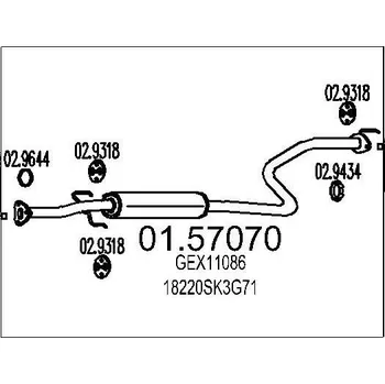 Tlumič výfuku Střední tlumič výfuku MTS 01.57070