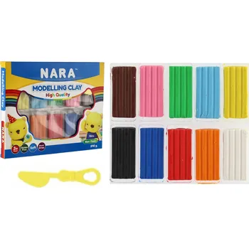 Modelovací hmota Teddies modelína-plastelína Nara 240g 10 barev s tvořítkem