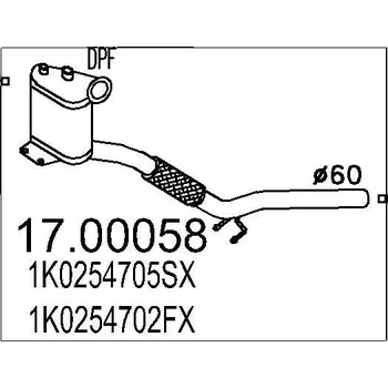 Filtr pevných částic Filtr pevnych castic, vyfukovy system MTS 17.00058