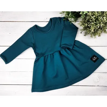 Dívčí šaty Princess šaty s dlouhým rukávem - Teal 110