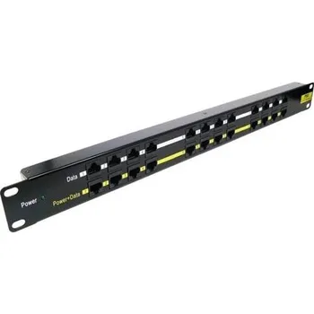Rozvaděč Oem Patch panel POE UTP cat.5e 12p 1U Black, 19" rack