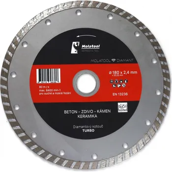 Řezný kotouč Diamantový řezný kotouč Molatool 180x2,4x22,2 Turbo Profi