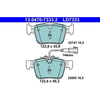 Brzdová destička Sada brzdových destiček, kotoučová brzda ATE 13.0470-7333.2