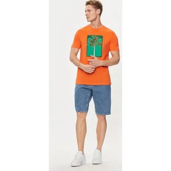 Pánská móda United Colors Of Benetton T-Shirt 3P7XU108X Oranžová Regular Fit M