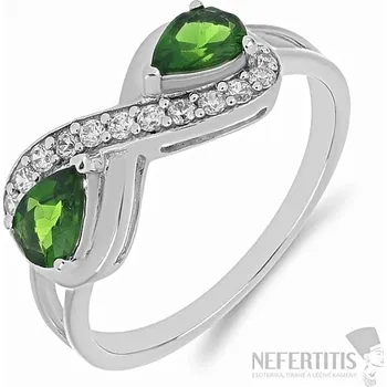 Prsten Prsten stříbrný s broušeným chromdiopsidem a zirkony Ag 925 016796 DIO 52 mm (US 6), 2,9 g