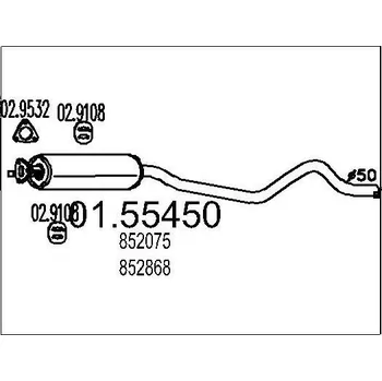 Tlumič výfuku Střední tlumič výfuku MTS 01.55450