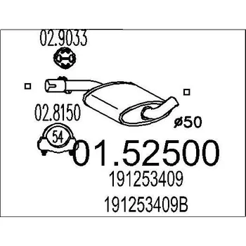 Auto-moto Střední tlumič výfuku MTS 01.52500
