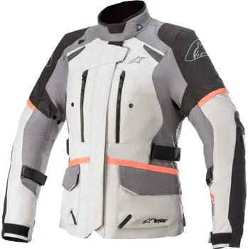 Moto bunda Bunda STELLA ANDES DRYSTAR, TECH-AIR 5 kompatibilní, ALPINESTARS, dámská (světle šedá/tmavě šedá/černá/růžová fluo, vel. XL)