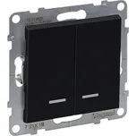 LEGRAND SUNO ČERNÁ DVOJITÝ STŘÍDAVÝ PŘEPÍNAČ Č.6+6 SE SIGNALIZAČNÍM PODSVĚTLENÍM
