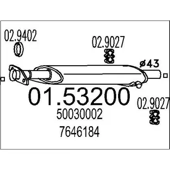 Tlumič výfuku Střední tlumič výfuku MTS 01.53200