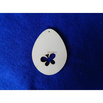 Překližka Dřevěný výřez z překližky, VELIKONOČNÍ VEJCE S MOTÝLEM, 5x3,2cm, 1ks