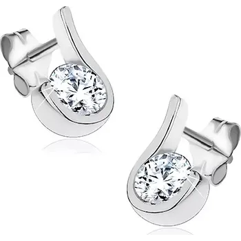 Náušnice Puzetky ze stříbra 925 - zirkonek obtočený zvlněným pásem