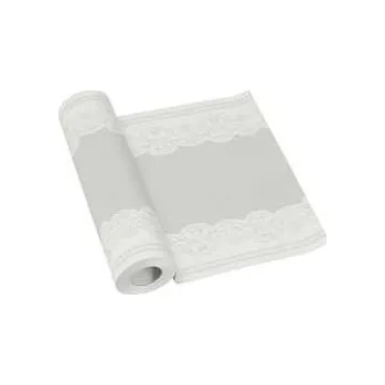 Jednorázový ubrus Středový pás PAW AIRLAID 40cm x 24m Royal Lace Silver,rychlé dodání