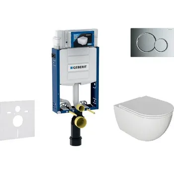 WC sada Geberit Kombifix - Set předstěnové instalace, klozetu Oudee a sedátka softclose, tlačítko Sigma01, lesklý chrom SANI15CA1114