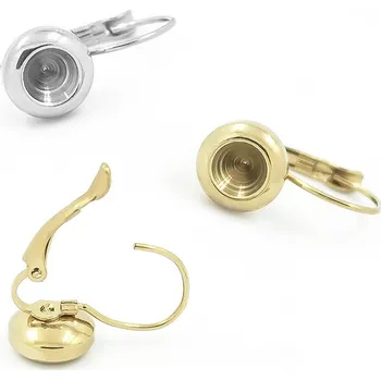 Materiál na výrobu šperku Leštěné ocelové náušnice na zirkony 6mm - Nerez RL