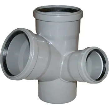 Kanalizační potrubí Ostatní HT PLUS HTEPK rohová paneláková odbočka DN110/110/75, 87°, pravá, krátká, PP, šedá