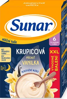 Dětská kaše Sunar Mléčná krupicová kaše na dobrou noc XXL 340 g vanilka