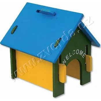 Domek SMALL ANIMAL dřevěný barevný 17 x 15 x 17,5 cm