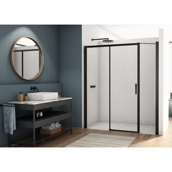 Sprchové dveře D22FF - ATYP pevná stěna v rovině 60-90 cm, profil černý D22FFSM206