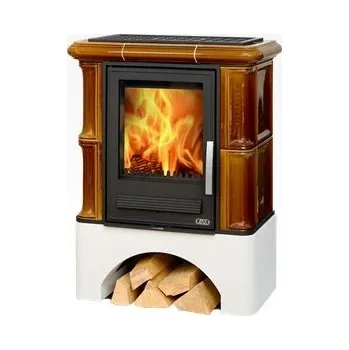 Krbová kamna ABX, spol. s.r.o. ABX BAVARIA K I kachlová kamna 5-12,4kW, s výměníkem, rovný bílý sokl, kaštan