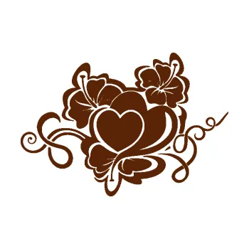 Samolepící dekorace SAMOLEPKA Květina dekor 048 pravá ibišek a srdce (15 - hnědá) NA AUTO, NÁLEPKA, FÓLIE, POLEP, TUNING, VLASTNÍ TEXT, TISK, AUTOSAMOLEPKY.cz, POLEPY, OBRÁZEK, LOGO, SAMOLEPKY
