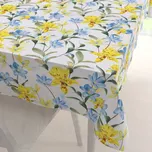 Teflonový obdélníkový ubrus TF-081 Žluto-modré lilie na bílém 100x160 cm