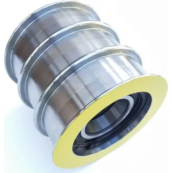 Jištění Výtahová kladka F25x3x115 HL - hladká (pro CONTI POLYROPE, D = 100 mm, 2 ložiska SKF 6210.2RS1, ocel)