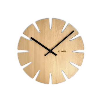 Hodiny VLAHA Přírodní bukové hodiny vyrobené v Čechách s černými ručkami ⌀32,5cm s vůní dřeva VCT1011 (hodiny s vůní bukového dřeva a certifikátem pravosti a datem výroby)